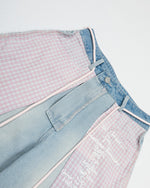 チェックパネルデニムパンツ