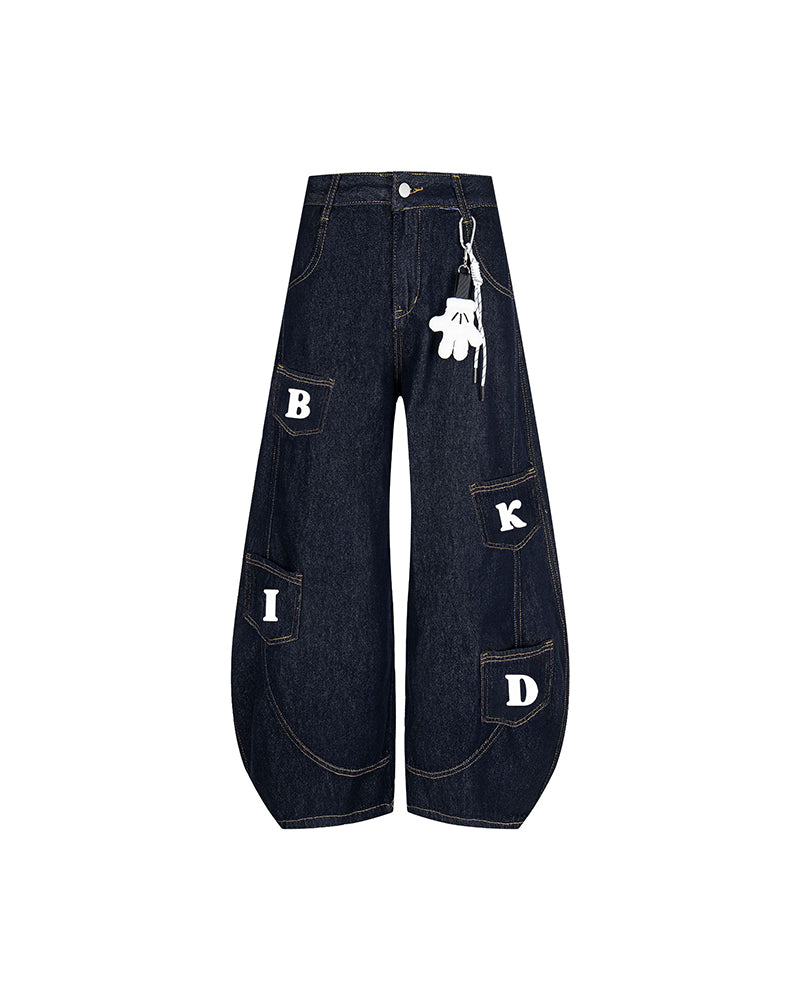 Simple washed denim trousers