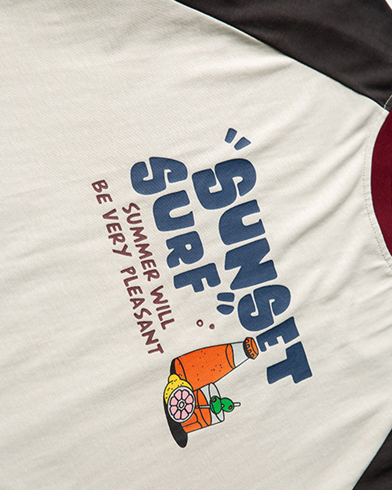 Retro colorblock short sleeves