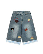 レトロシンプルデニムショートパンツ