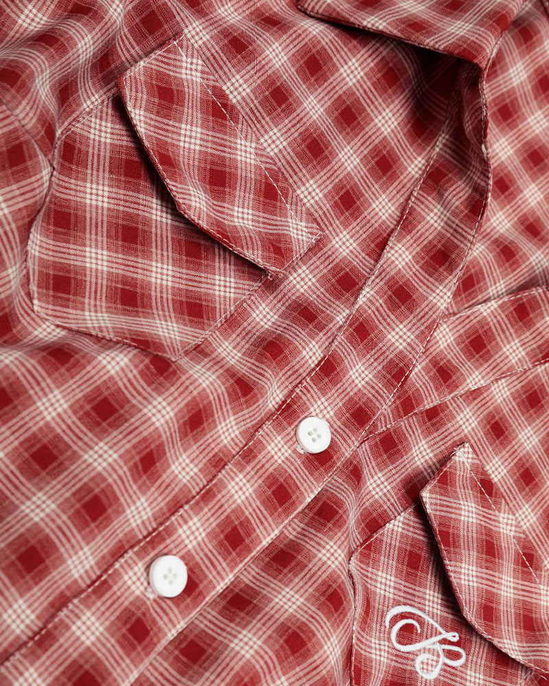 Personality check short-sleeved shirt