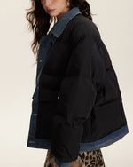 Fake two-piece denim patchwork jacket