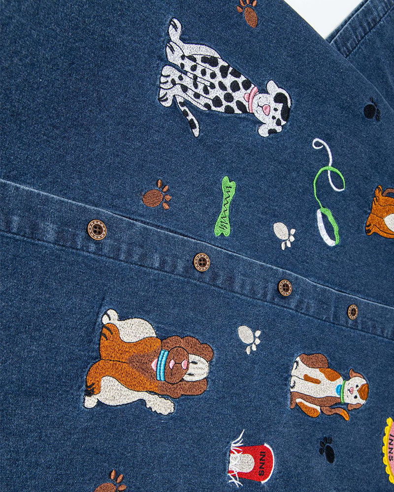 Puppy Embroidered Short Sleeve Shirt