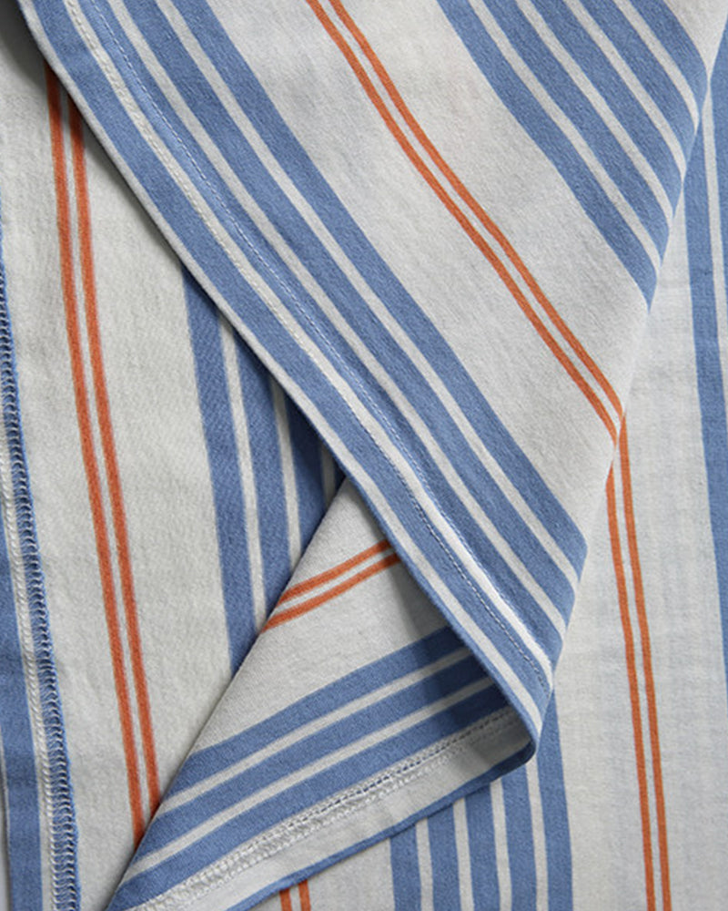 Colorful striped short sleeves with embroidered logo