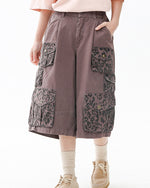 ヒョウ柄コントラストクロップドパンツ