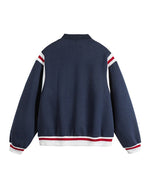 Embroidered contrasting casual baseball jacket