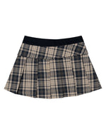 레트로 플레드 패치워크 스커트