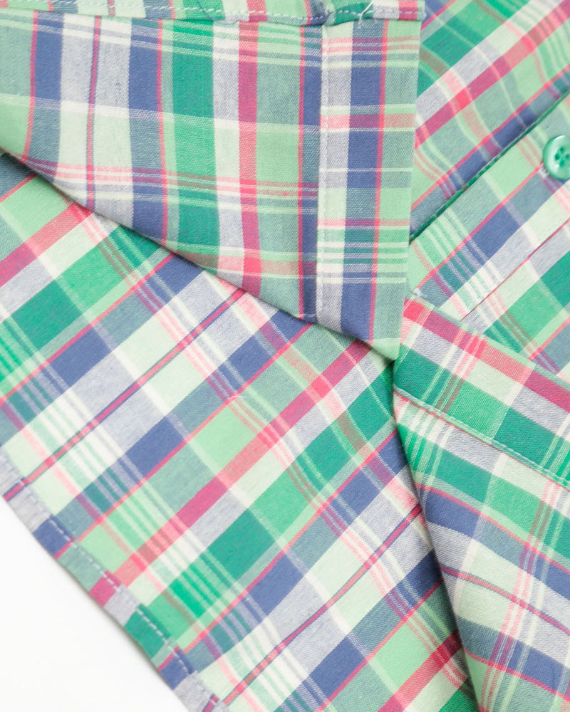 Personality check short-sleeved shirt