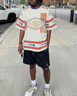 コントラストカラーのステッチ半袖