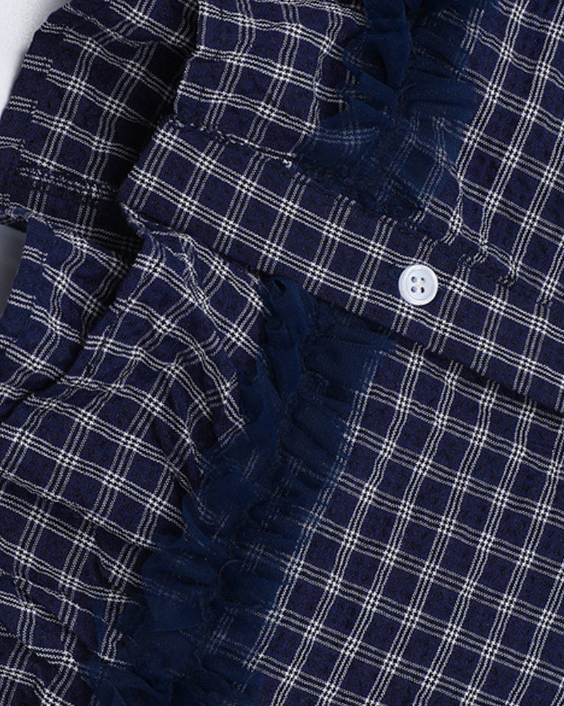 Check short-sleeved shirt