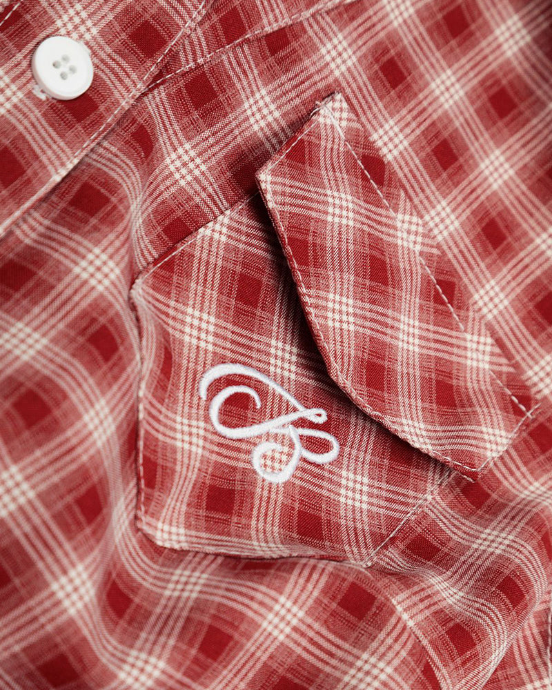 Personality check short-sleeved shirt