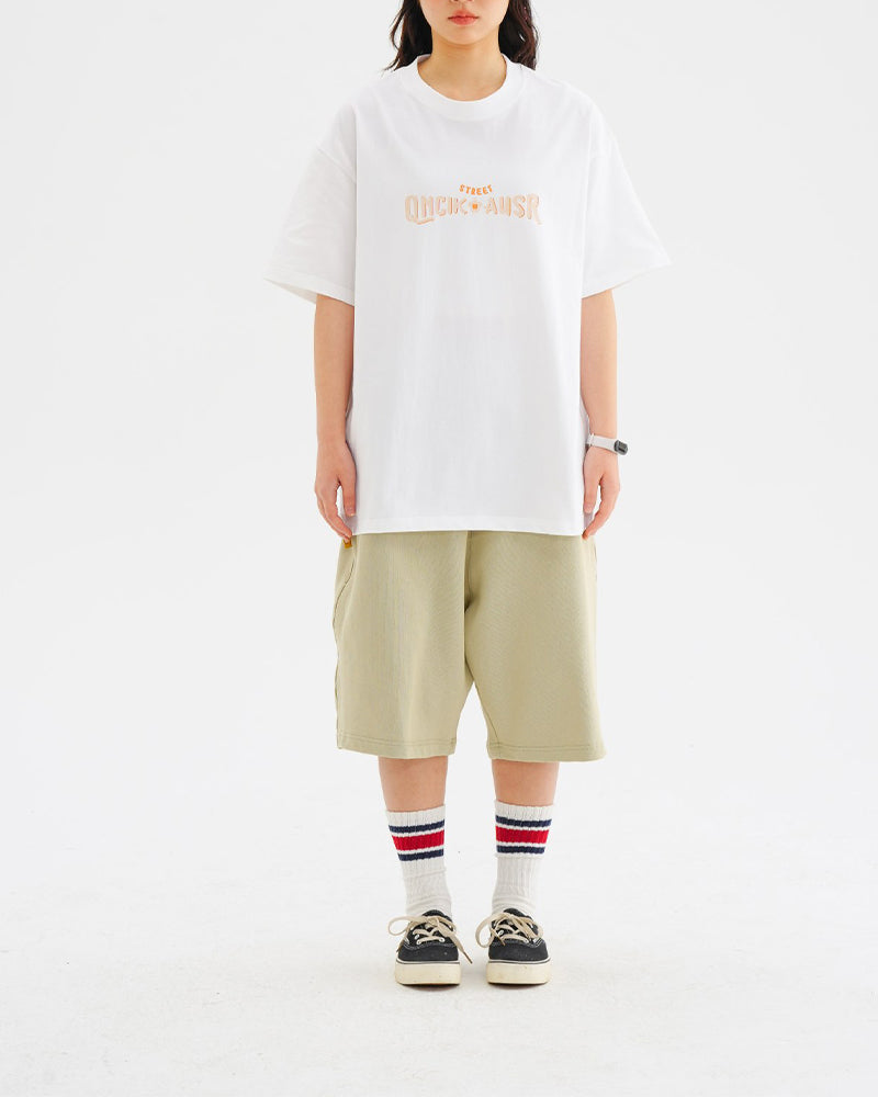 Retro letter couple short sleeves