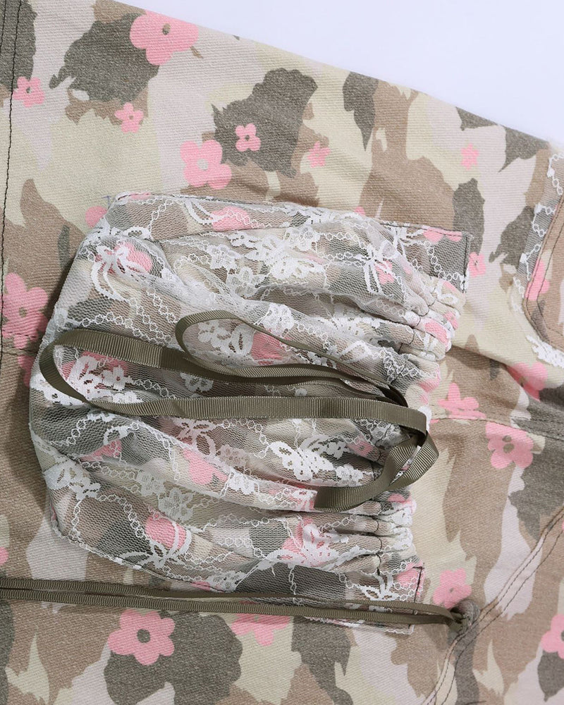 Lace panel casual shorts
