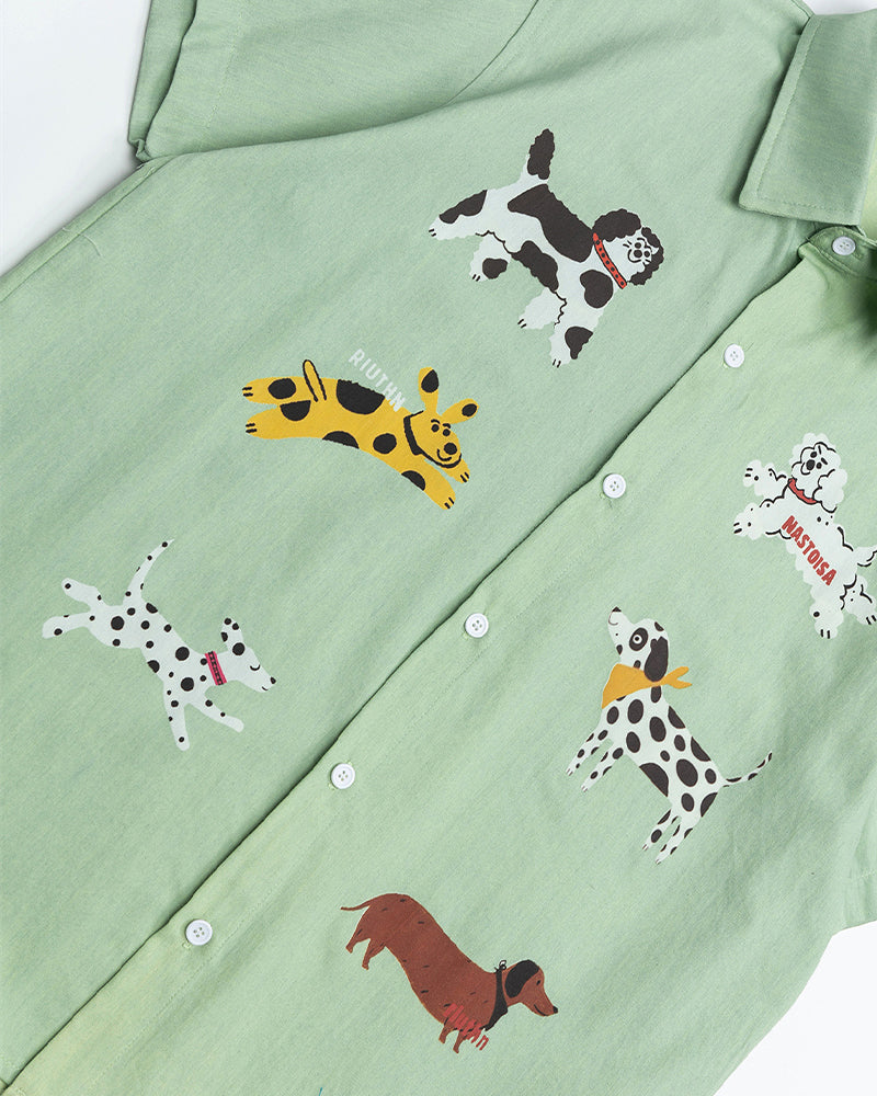 Retro cartoon short sleeve shirt