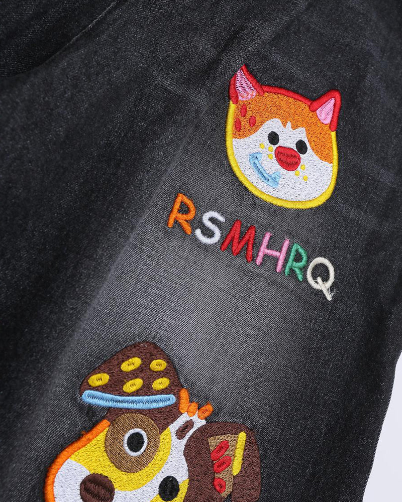 Cartoon embroidered shorts