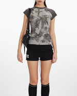 楽しいカラーブロックプリントの半袖