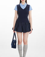 Fake two-piece short sleeves