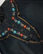 작은 꽃 자수 긴팔 셔츠