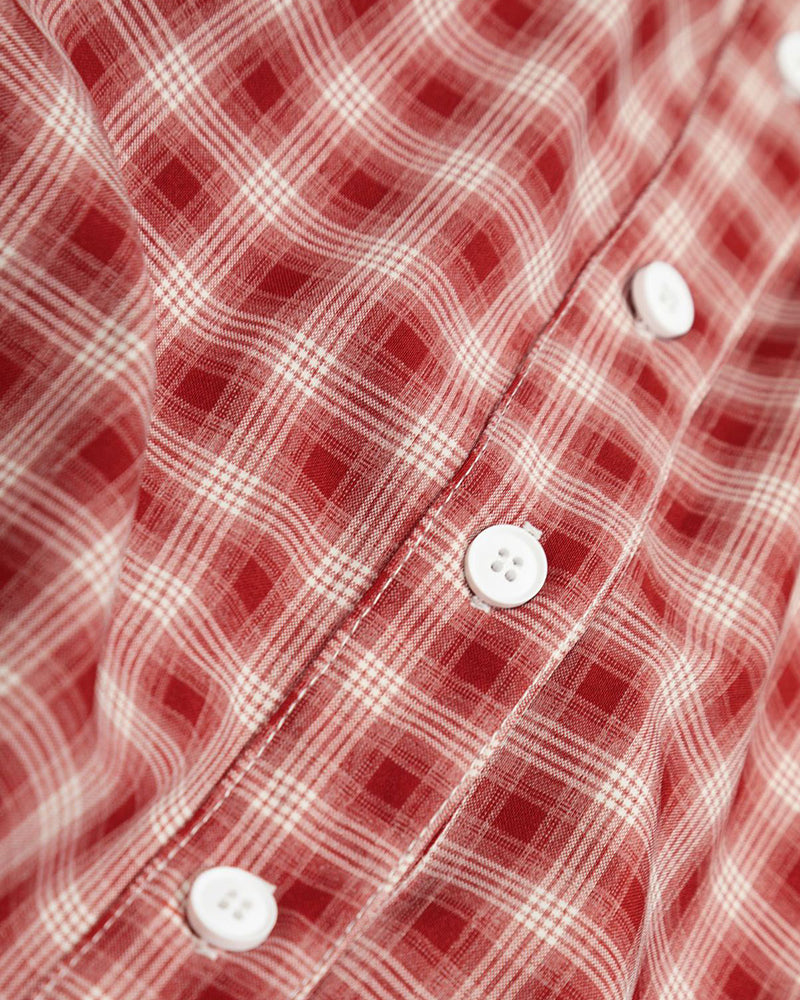 Personality check short-sleeved shirt