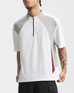 Small high collar contrast color short sleeves