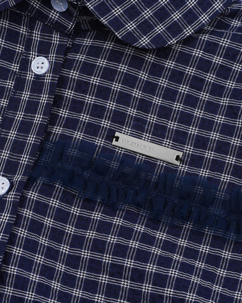 Check short-sleeved shirt