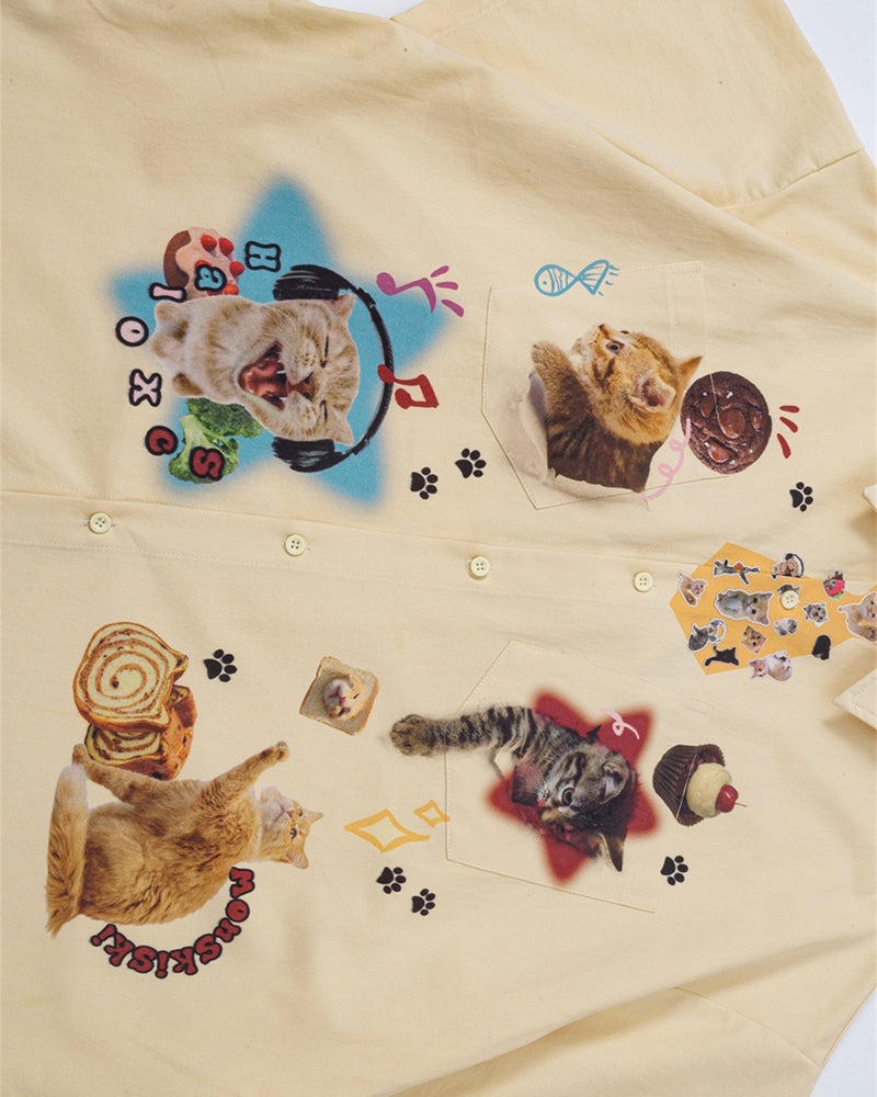 Cute cat short sleeve shirt