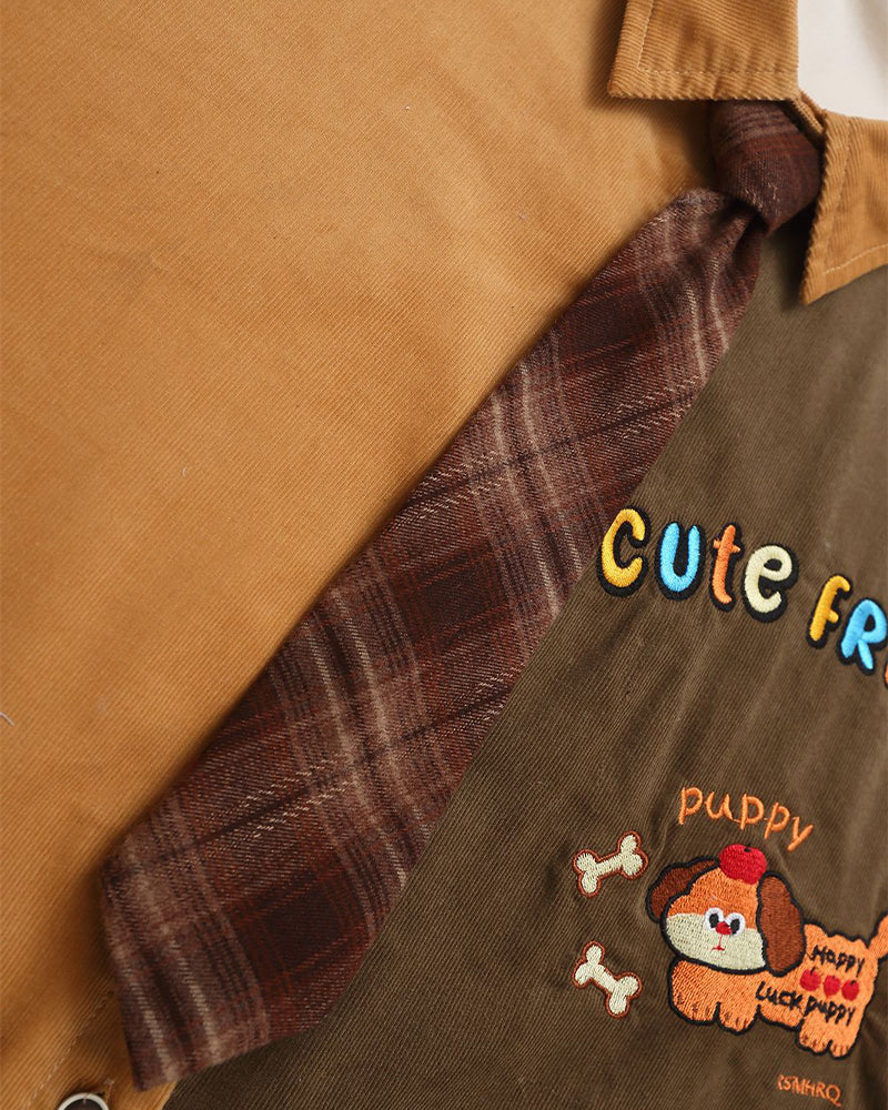 Color Block Puppy Short Sleeve Shirt