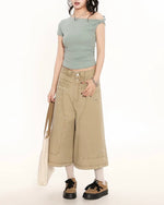 万能なウォッシュ加工デニムショートパンツ