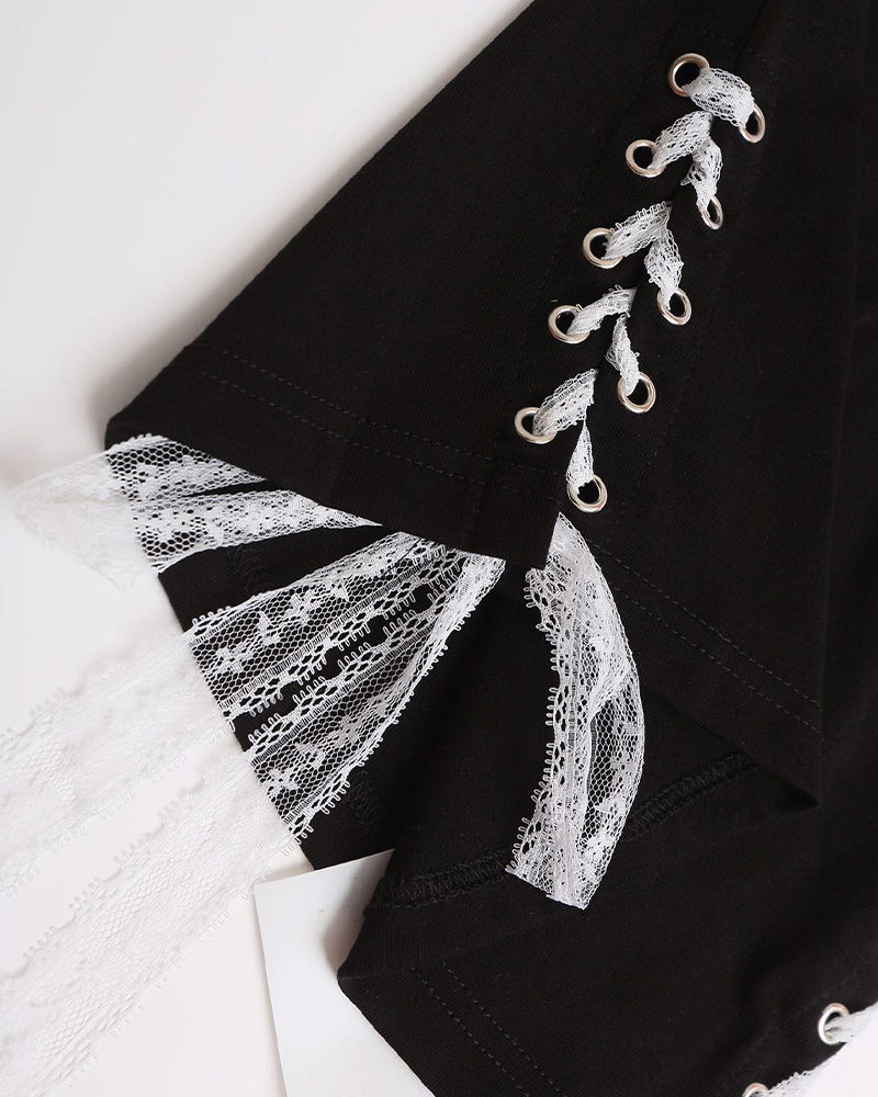 Retro lace short sleeves
