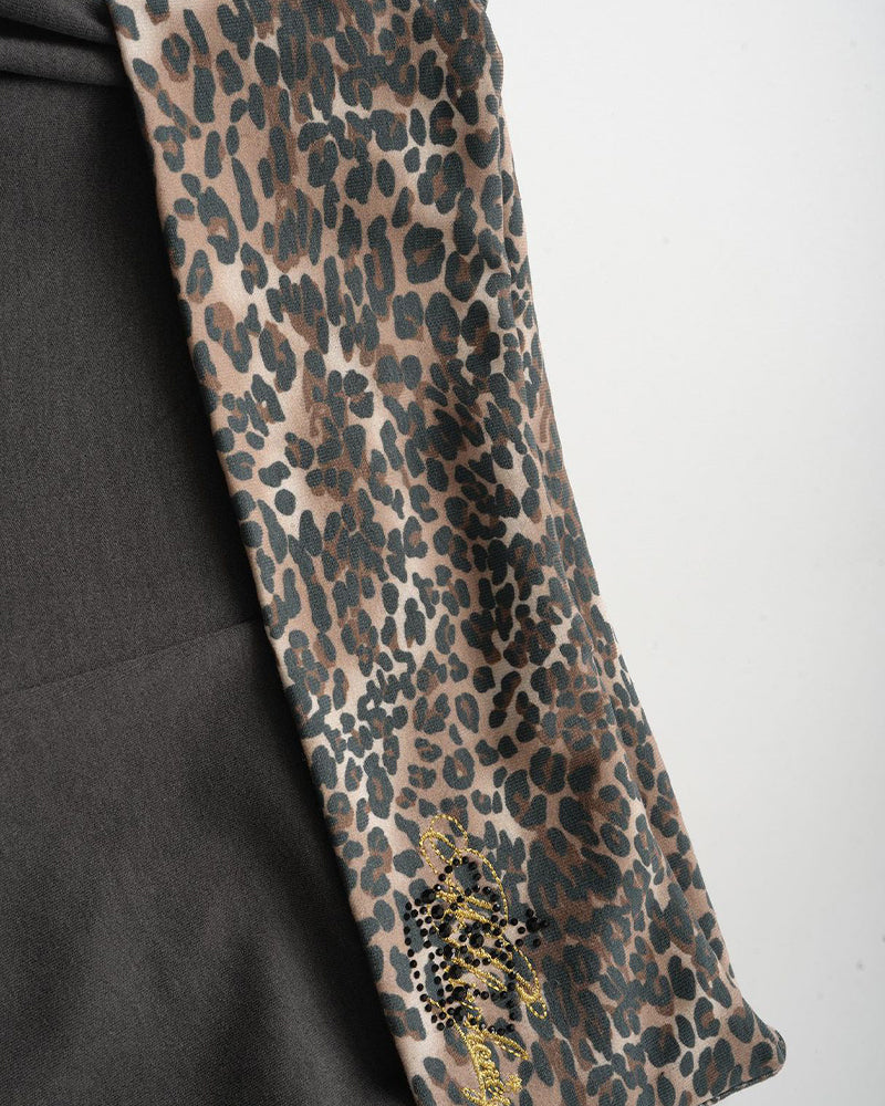 Leopard-print panel trousers