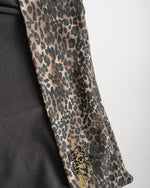 Leopard-print panel trousers