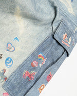 귀여운 디스트레스드 프린트 반바지