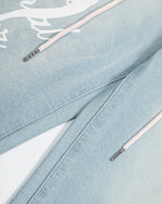 チェックパネルデニムパンツ