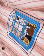 줄무늬 자수 긴팔 셔츠