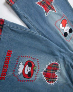 빈티지 플레드 크롭 데님 반바지