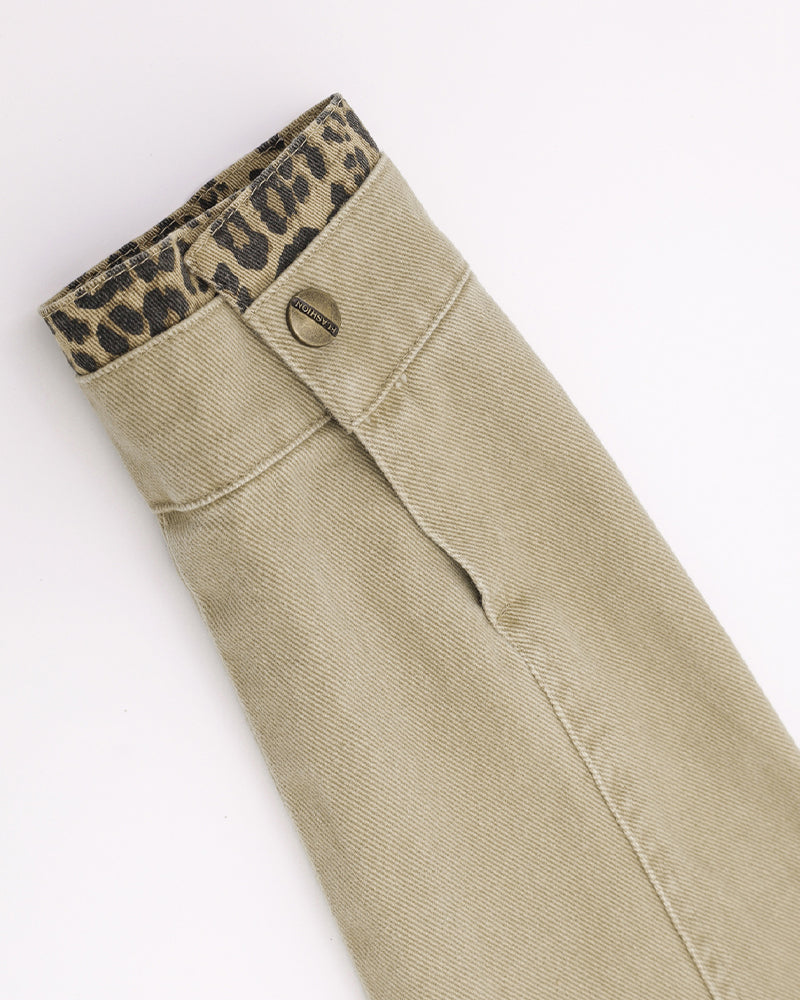 Leopard-print panel utility jacket