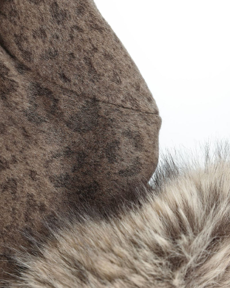 Leopard-print hooded jacket