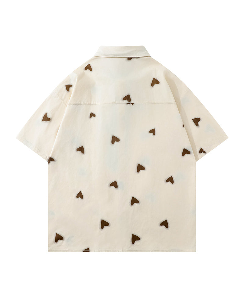 Heart print short-sleeved shirt