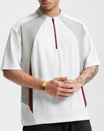 Small high collar contrast color short sleeves