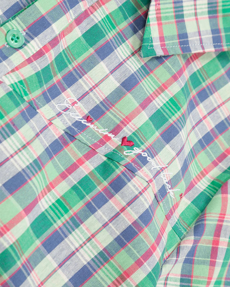 Personality check short-sleeved shirt