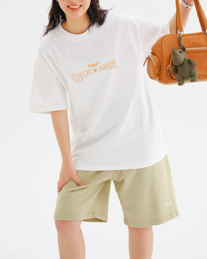 Retro letter couple short sleeves