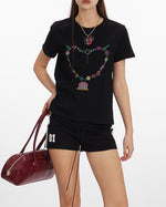 Cute colorful heart short sleeves