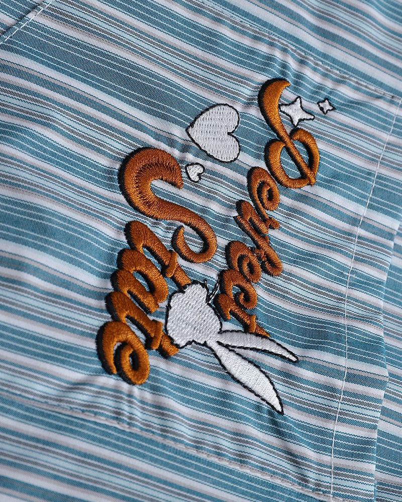 刺繍入りカジュアル半袖シャツ