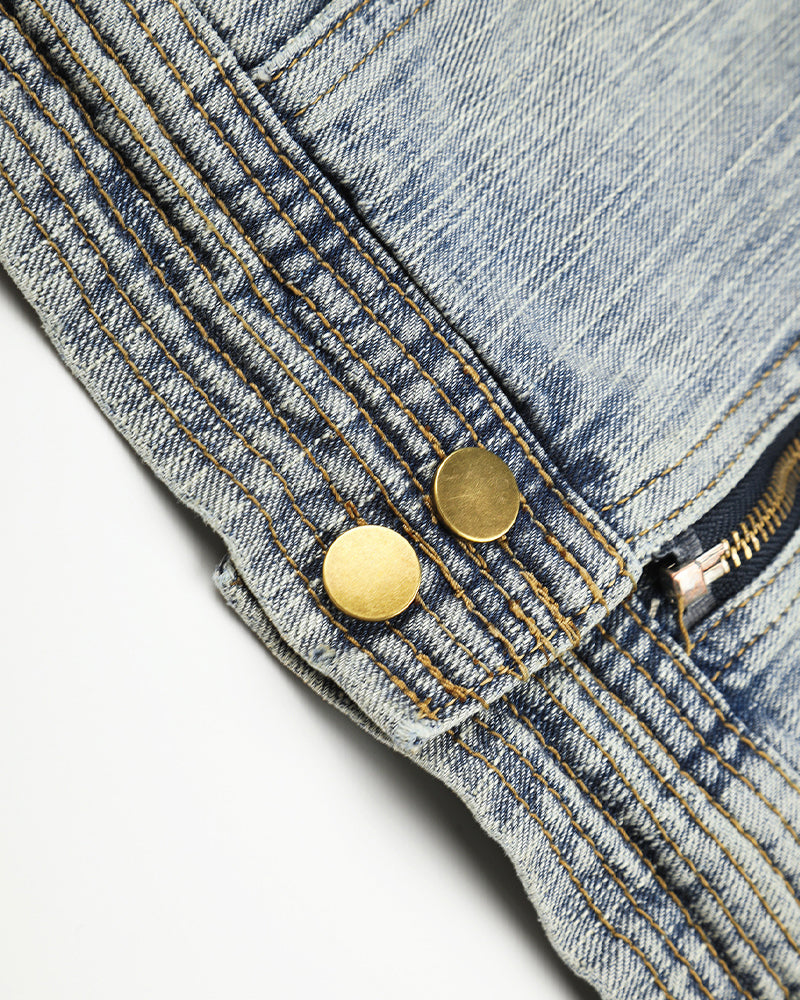 Distressed denim jacket