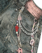 プリントデニムショートパンツ