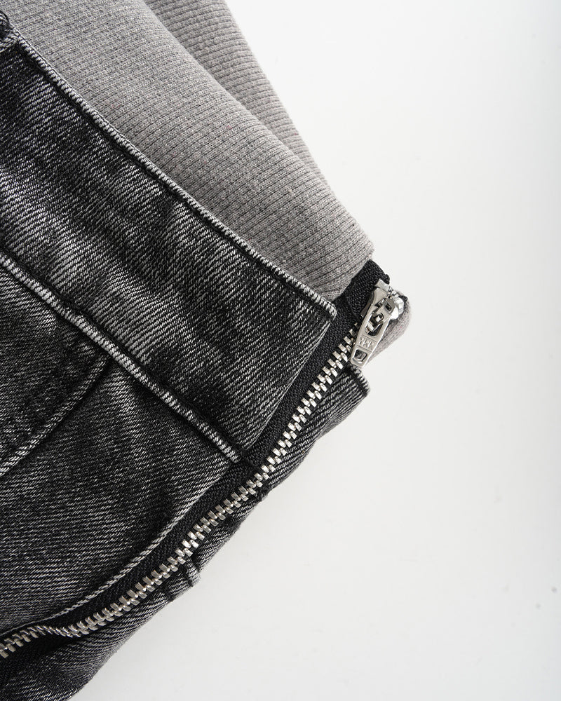 Dual-waistband panelled jeans