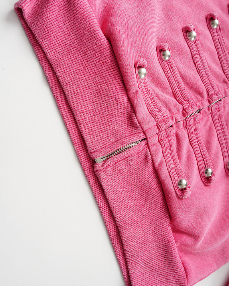 Washed-finish zip-up jacket