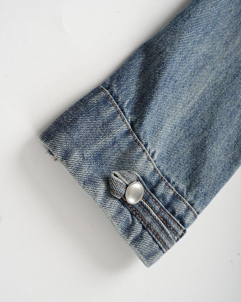 Double-breasted denim jacket