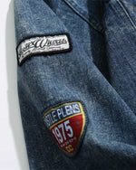 スタンドカラーデニムルーズジャケット