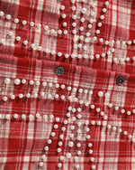 ビーズチェック柄長袖シャツ